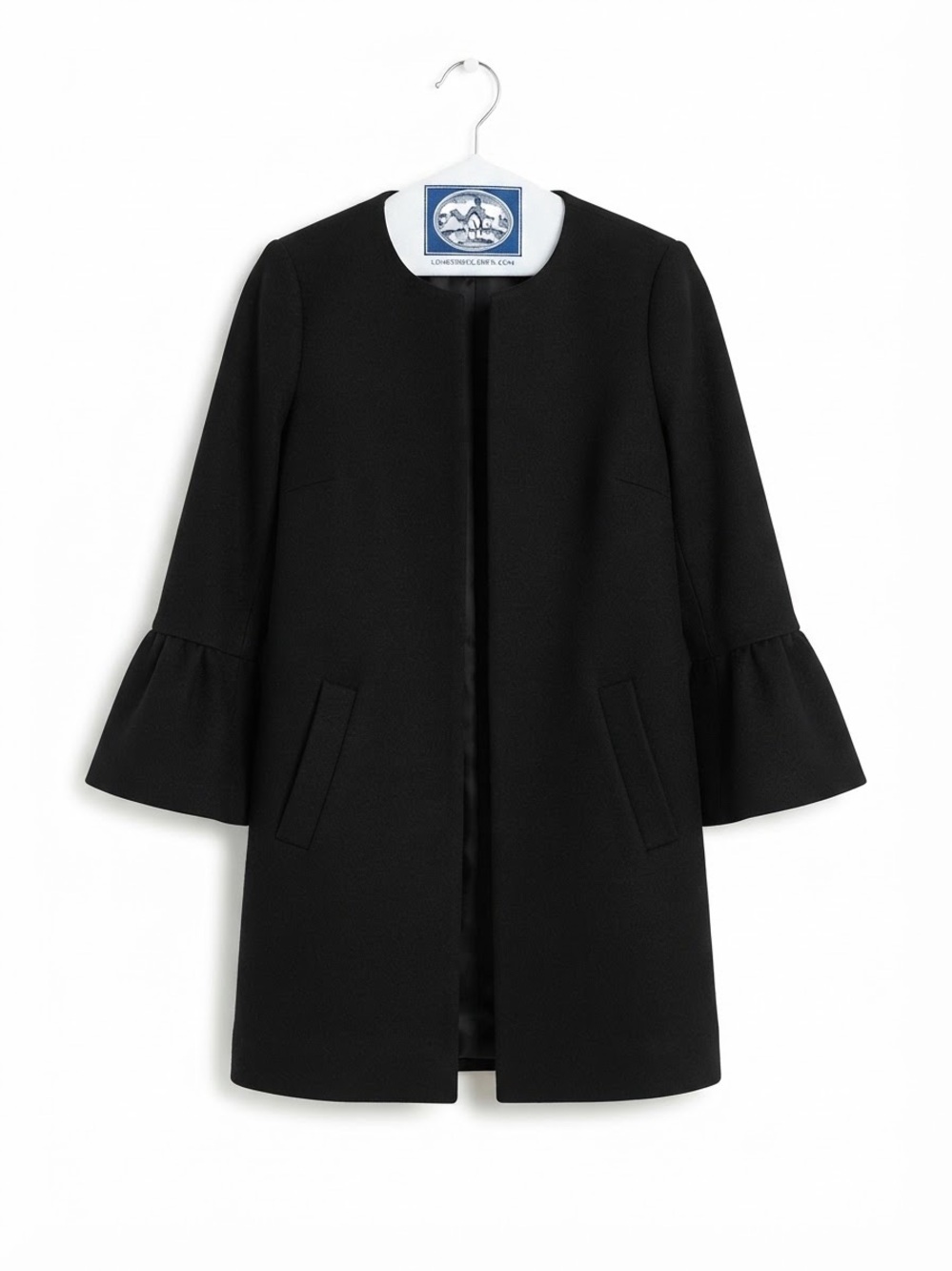 Zara Collarless Black Bell Sleeve Blazer/ Coat M